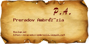 Preradov Ambrózia névjegykártya